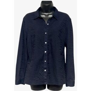 J McLaughlin Womens Black Textured Button Shirt Size L Long Sleeve Blouse
